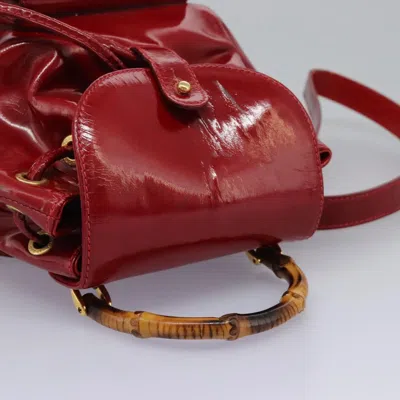 Pre-owned Gucci Bamboo Red Patent Leather Backpack Bag ()