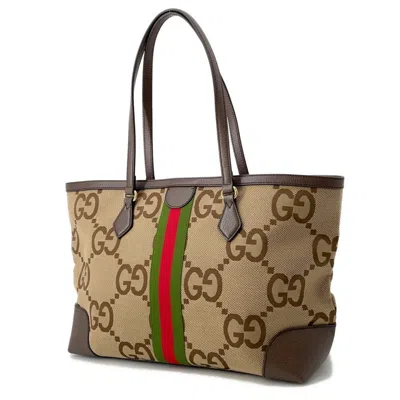 Pre-owned Gucci Beige Brown Canvas Tote Bag ()