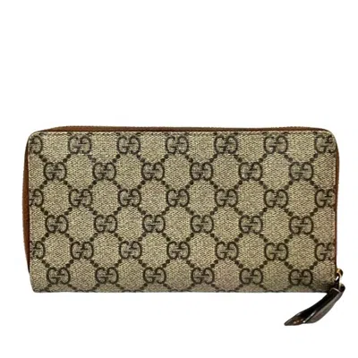 Pre-owned Gucci Beige Brown Pvc Long Wallet (bi-fold) () In Multi