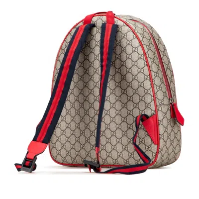 Pre-owned Gucci Beige Multi-color Red Color Pvc Leather Backpack ()