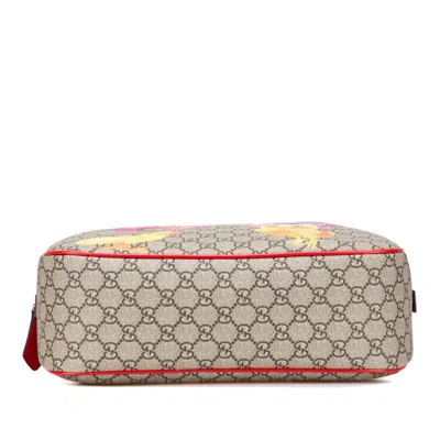 Pre-owned Gucci Beige Multi-color Red Color Pvc Leather Backpack ()