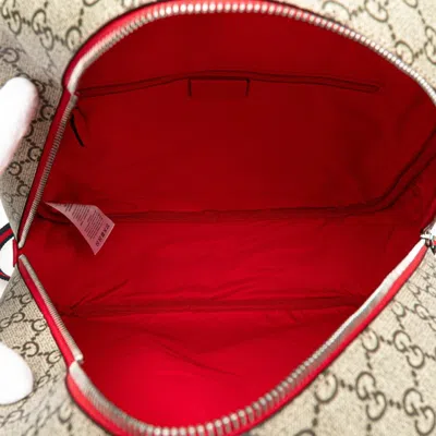 Pre-owned Gucci Beige Multi-color Red Color Pvc Leather Backpack ()