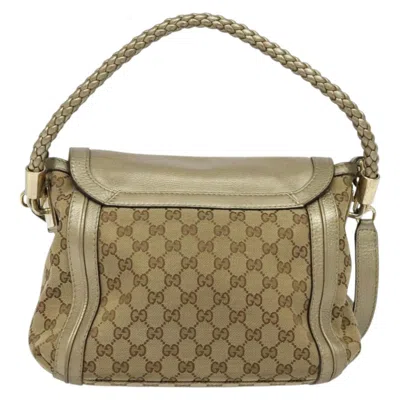 Pre-owned Gucci Bella Beige Canvas Shoulder Bag () In Sand