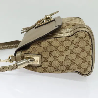 Pre-owned Gucci Bella Beige Canvas Shoulder Bag () In Sand