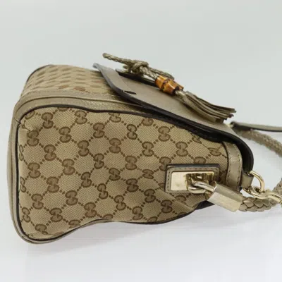 Pre-owned Gucci Bella Beige Canvas Shoulder Bag () In Sand