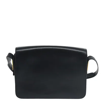 Pre-owned Gucci G Logo Black Leather Shoulder Bag ()