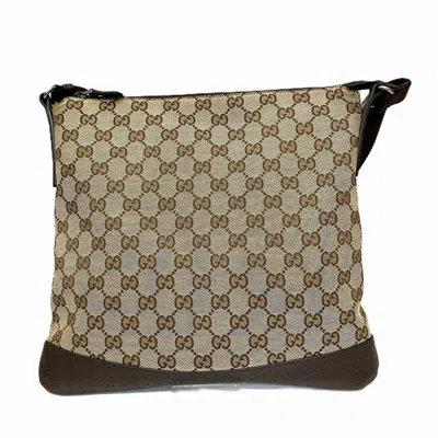Pre-owned Gucci Gg Canvas Beige Brown Gg Canvas Leather Shoulder Bag () In Multi