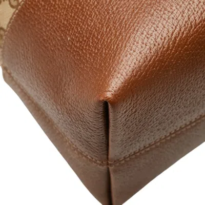 Pre-owned Gucci Gg Canvas Beige Brown Gg Canvas Leather Handbag Tote Bag ()