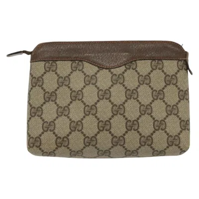 Pre-owned Gucci Gg Canvas Beige Canvas Clutch Bag () In Sand