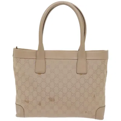 Pre-owned Gucci Gg Canvas Beige Canvas Tote Bag () In Sand