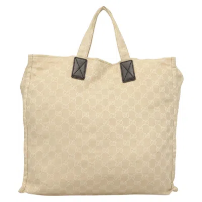 Pre-owned Gucci Gg Canvas Beige Canvas Tote Bag () In Sand