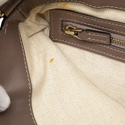 Pre-owned Gucci Gg Canvas Beige Pink Purple Leather Canvas Shoulder Bag ()