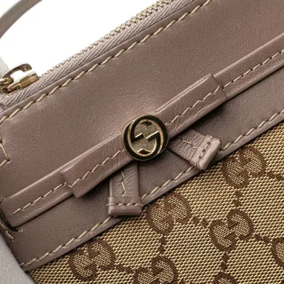 Pre-owned Gucci Gg Canvas Beige Pink Purple Leather Canvas Shoulder Bag ()