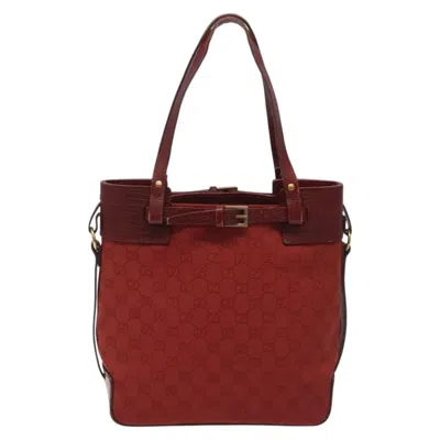 Pre-owned Gucci Gg Canvas Red Canvas Tote Bag ()