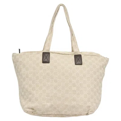 Pre-owned Gucci Gg Canvas White Canvas Tote Bag ()