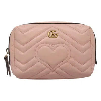 Pre-owned Gucci Gg Marmont Pink Leather Clutch Bag ()