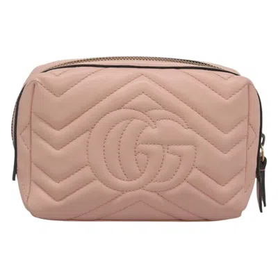 Pre-owned Gucci Gg Marmont Pink Leather Clutch Bag ()