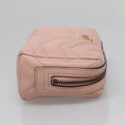 Pre-owned Gucci Gg Marmont Pink Leather Clutch Bag ()