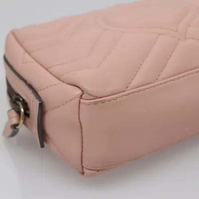 Pre-owned Gucci Gg Marmont Pink Leather Clutch Bag ()