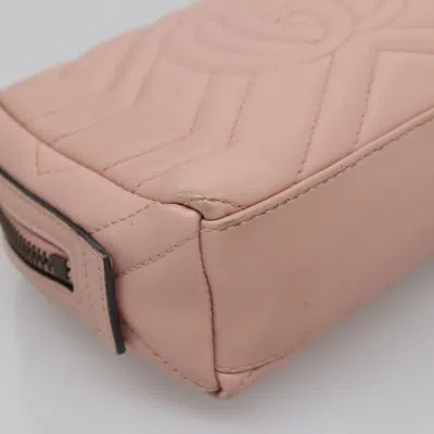 Pre-owned Gucci Gg Marmont Pink Leather Clutch Bag ()