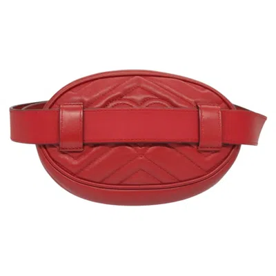 Pre-owned Gucci Gg Marmont Red Leather Shoulder Bag ()