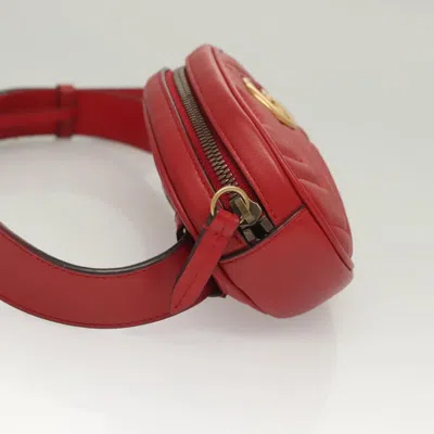 Pre-owned Gucci Gg Marmont Red Leather Shoulder Bag ()