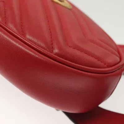 Pre-owned Gucci Gg Marmont Red Leather Shoulder Bag ()