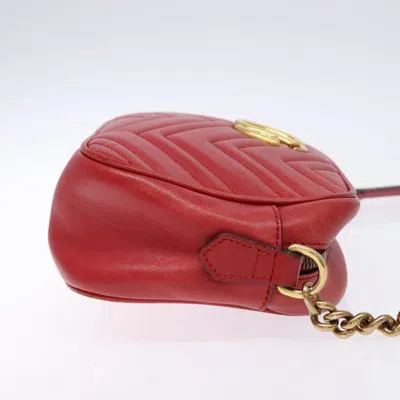 Pre-owned Gucci Gg Marmont Red Leather Shoulder Bag ()