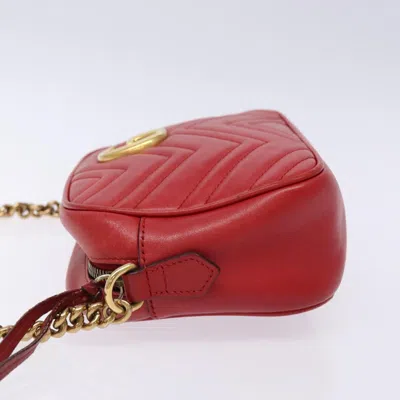 Pre-owned Gucci Gg Marmont Red Leather Shoulder Bag ()