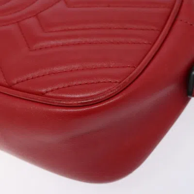 Pre-owned Gucci Gg Marmont Red Leather Shoulder Bag ()