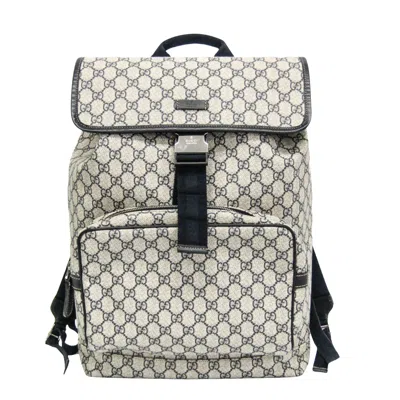 Pre-owned Gucci Gg Supreme Beige Canvas Backpack Bag () In Sand