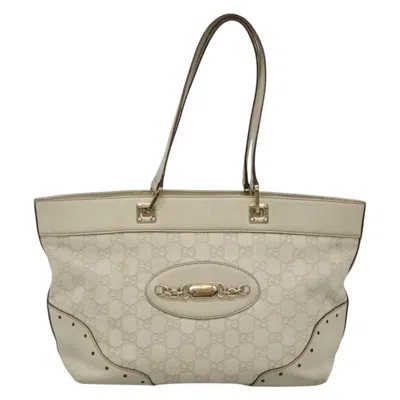 Pre-owned Gucci Ssima White Canvas, Leather Tote Bag ()