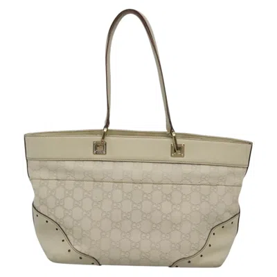 Pre-owned Gucci Ssima White Canvas, Leather Tote Bag ()