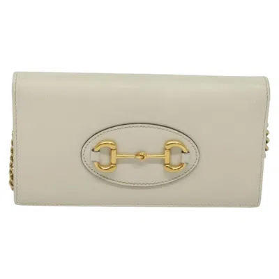 Pre-owned Gucci Horsebit White Leather Clutch Bag ()