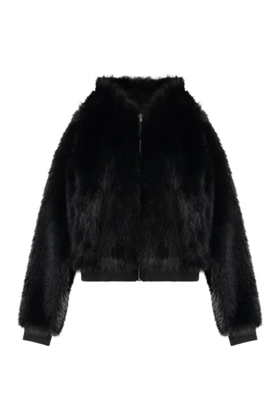 Ezr Vegan Fur Jacket In Black