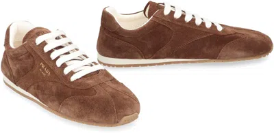 Prada Cocoa-coloured Sneakers In Suede Leather In Brown