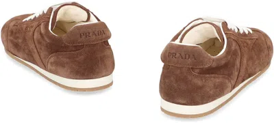 Prada Cocoa-coloured Sneakers In Suede Leather In Brown