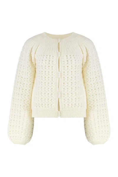 Chloé Milk-colored Wool And Cashmere Knit Cardigan In Neutral