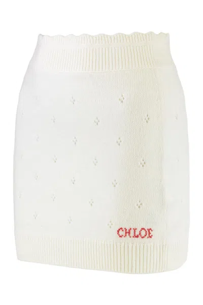 Chloé Fitted Wool And Cashmere Miniskirt In Multi