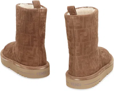 Fendi Apres Chic Ff Chamois Low Boots Shoes In Brown