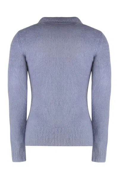 Gucci Cardigan In Brushed Mohair Wool In Purple