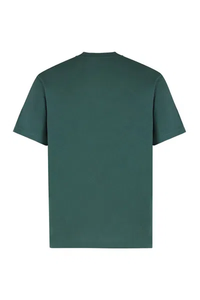 Gucci Men Cotton T-shirt With Embroidered Gg Incrocio Logo In Green