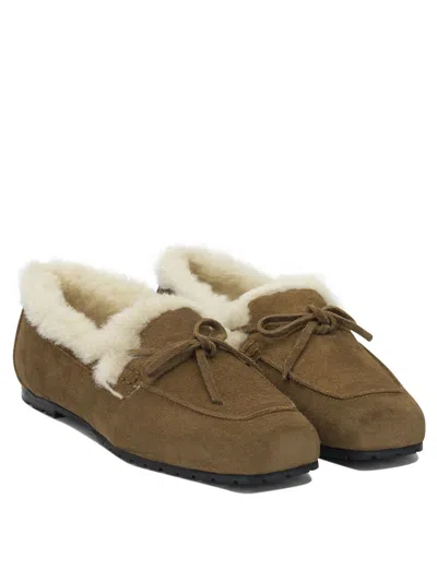 Aeyde Stylish Loafers And Slippers Bow Detail In Brown