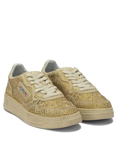 Autry Medalist Low Crystal Sneakers In Brown