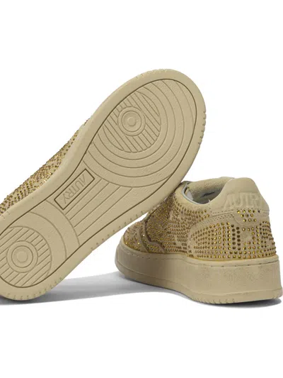 Autry Medalist Low Crystal Sneakers In Brown