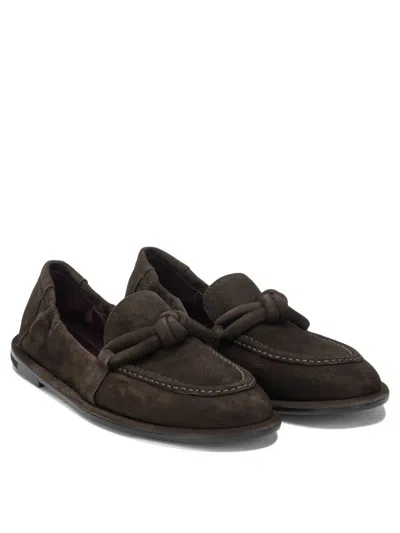Pomme D'or Mia Braided Suede Loafers In Brown