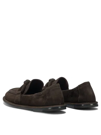 Pomme D'or Mia Braided Suede Loafers In Brown