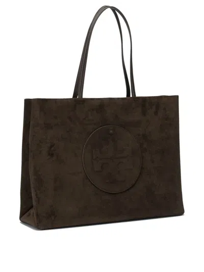 Tory Burch Suede Shoulder Bags With Dual Top Handles In Brown