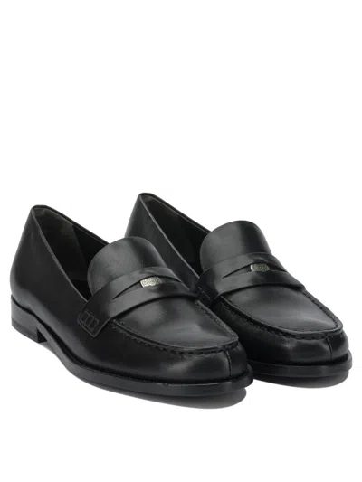 Tory Burch Leather Penny-slot Loafers In Black