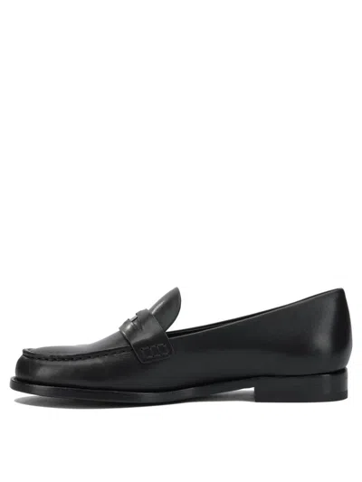 Tory Burch Leather Penny-slot Loafers In Black